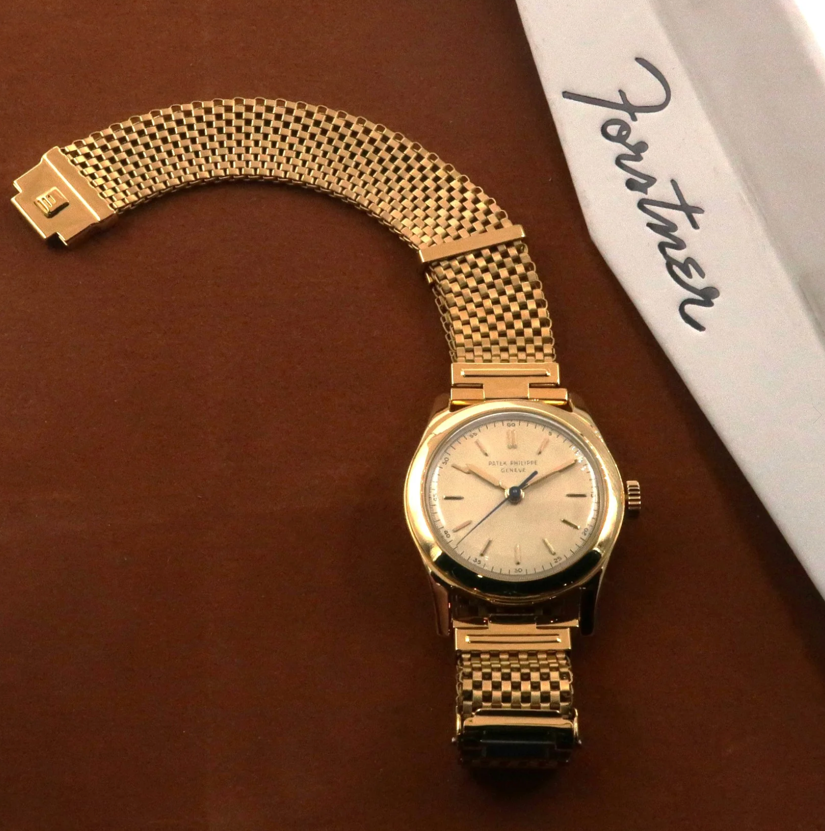 Gold Plated Forstner Komfit "JB" Mesh Watch Bracelet