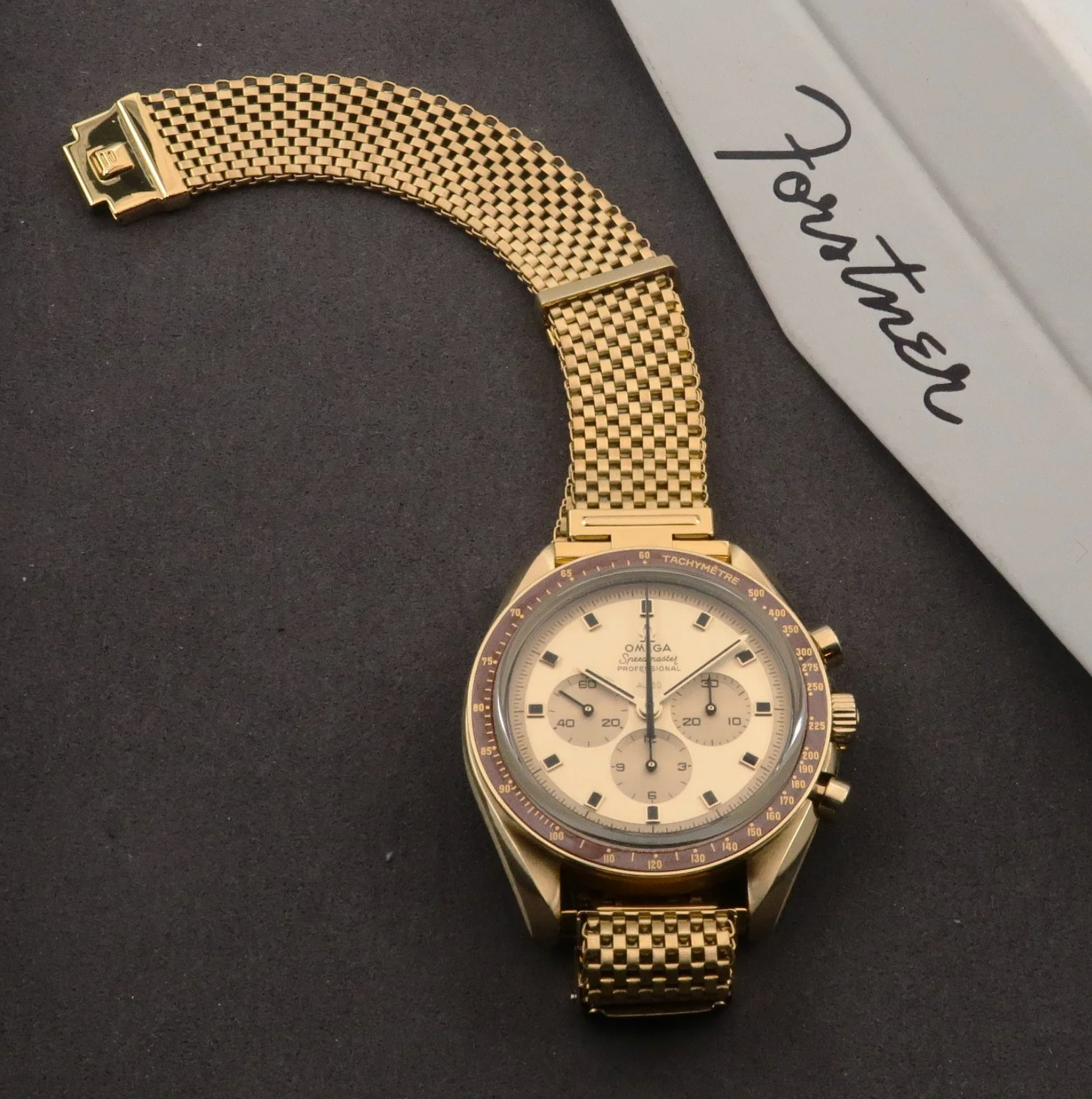 Gold Plated Forstner Komfit "JB" Mesh Watch Bracelet