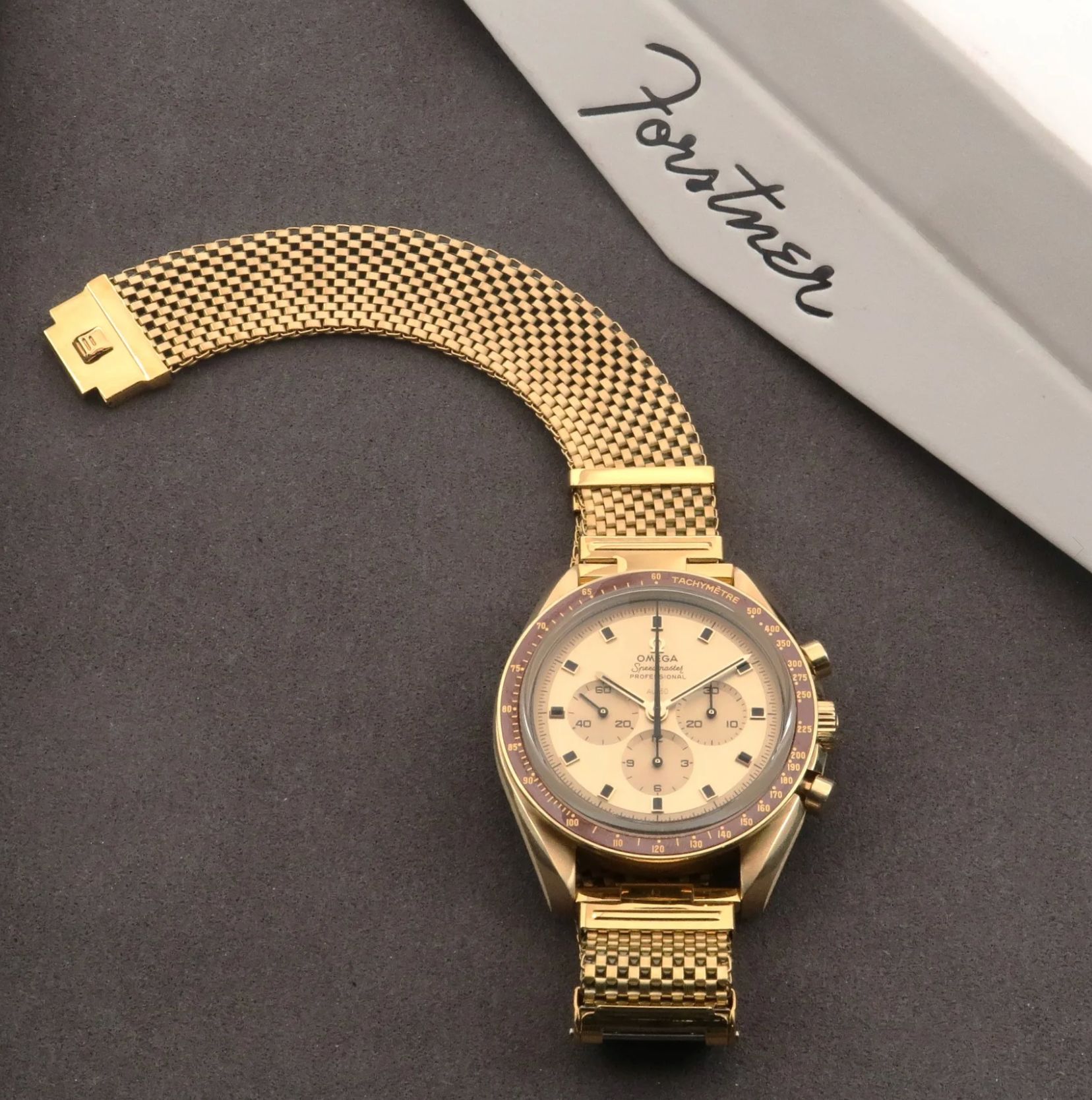 Gold Plated WIDE Version Forstner Komfit "JB" Mesh Watch Bracelet